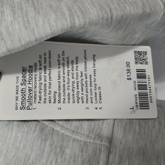 NWT Lululemon Smooth Spacer Heathered Gray Hoodie Mens S/M/Xl - Picture 2 of 5